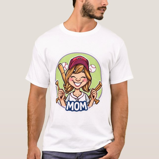  Funny Baseball Mum Baseball Mama Baseball Mum  T-Shirt (Front)