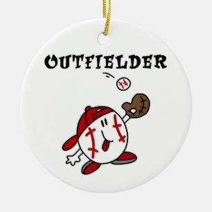 Funny Baseball Outfielder T-shirts and Gifts Ceramic Tree Decoration