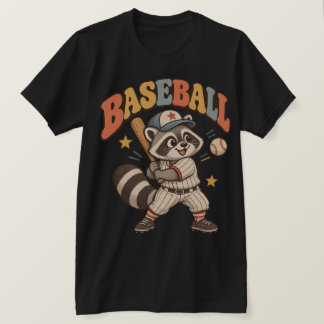 Funny Baseball Racoon T-Shirt – Vintage Ballpark