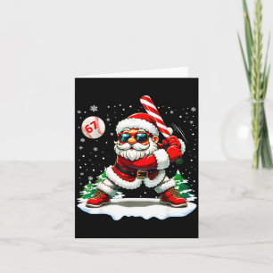 Funny Baseball Santa 67 Christmas Xmas Pajamas Boy Card