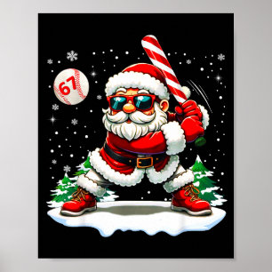 Funny Baseball Santa 67 Christmas Xmas Pajamas Boy Poster