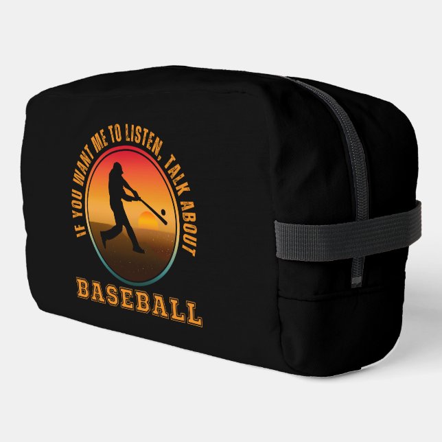 Funny Baseball Saying Vintage Silhouette Player Dopp Kit (Left Corner)