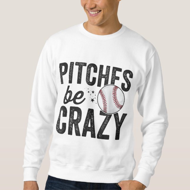 Funny Baseball Tee Pitches Be Crazy Adult Mum Moth (Front)