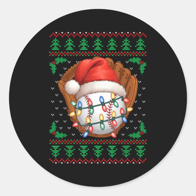 Funny Baseball Xmas Boys Men Women Kids Ugly Chris Classic Round Sticker (Front)
