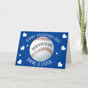 Funny Baseball You're A Catch Valentines Holiday Card