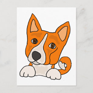 Funny Basenji Puppy Dog Art Postcard
