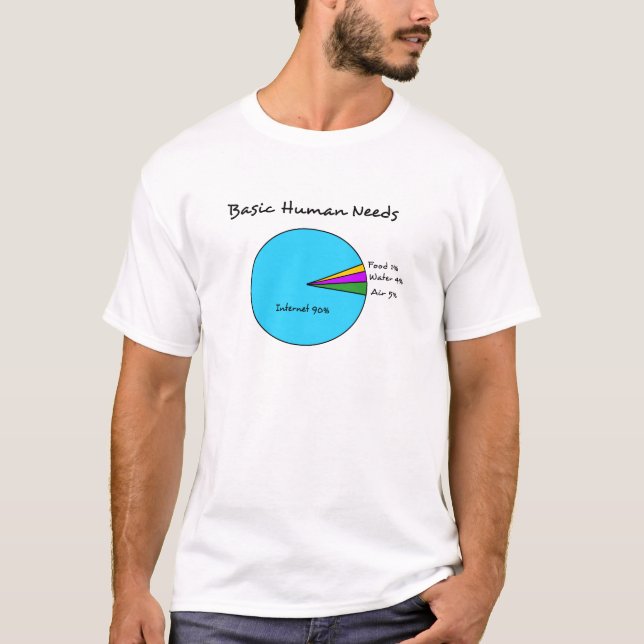 Funny Basic Human Needs (90% Internet) T-Shirt (Front)