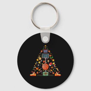Funny Basketball Ball Hoop Christmas Tree Merry Xm Key Ring