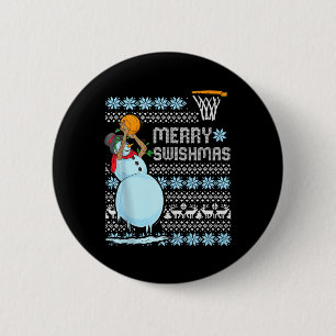 Funny Basketball Christmas Quote Merry Swishmas Ma 6 Cm Round Badge