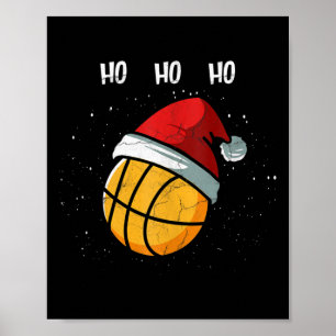 Funny Basketball Christmas Santa Hat Basketball Pl Poster