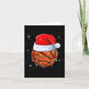 Funny Basketball Christmas Santa Hat Xmas Lights  Card