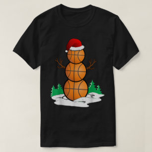 Funny Basketball Christmas Snowman T-Shirt