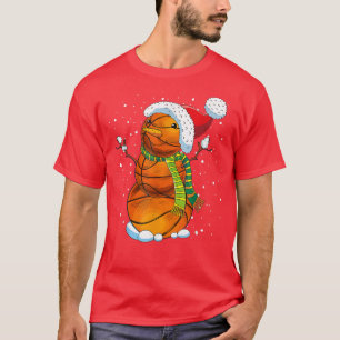 Funny Basketball Christmas Sport Snowman Holidays  T-Shirt