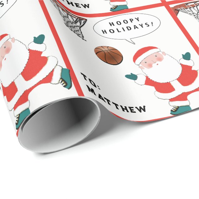 Funny Basketball Christmas Wrapping Paper (Roll Corner)