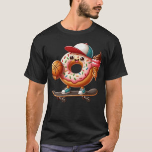 funny Basketball Doughnut Ice Cream Skate T-Shirt