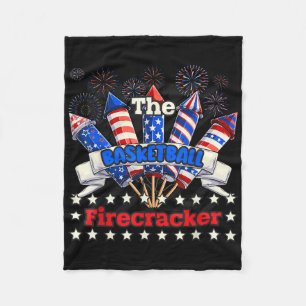 Funny Basketball Firecracker 4th Of July Family Ma Fleece Blanket