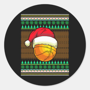 Funny Basketball For Men Boys Design Ugly Christma Classic Round Sticker