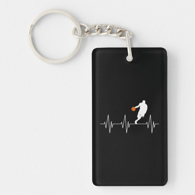 Funny Basketball Heartbeat Lover Basketball Fan Key Ring (Front)