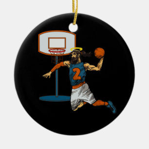 Funny Basketball Jesus Player Christian Humour Sla Ceramic Tree Decoration