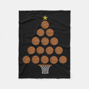 Funny Basketball Lover Christmas Tree Hoops Theme Fleece Blanket