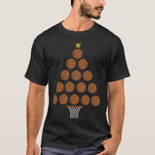 Funny Basketball Lover Christmas Tree Hoops Theme T-Shirt
