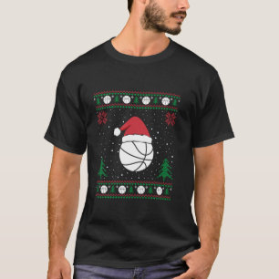 Funny Basketball Lovers Santa Hat Ugly Christmas S T-Shirt