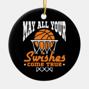 Funny Basketball May All Your Swishes Come True Ceramic Tree Decoration