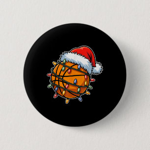 Funny Basketball Players Christmas Lights Santa Ha 6 Cm Round Badge