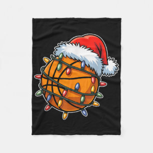 Funny Basketball Players Christmas Lights Santa Ha Fleece Blanket