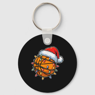 Funny Basketball Players Christmas Lights Santa Ha Key Ring