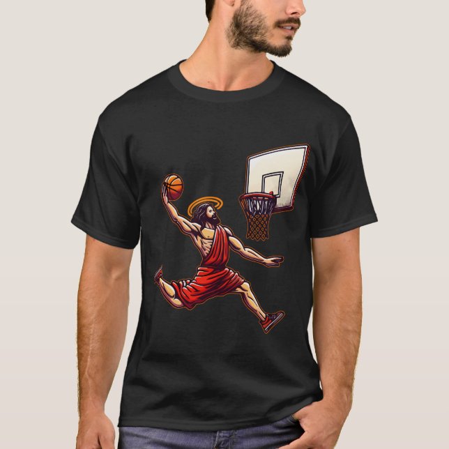 Funny Basketball Retro Jesus Christ T-Shirt (Front)