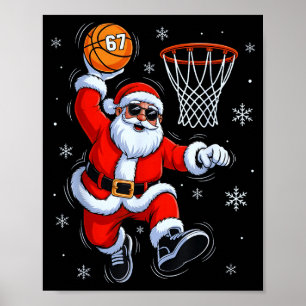 Funny Basketball Santa 67 Christmas Xmas Holiday K Poster