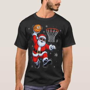 Funny Basketball Santa 67 Christmas Xmas Holiday K T-Shirt