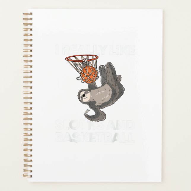 Funny Basketball Sloth Gift Cute Sloth T-Shirt Planner (Front)