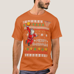 Funny Basketball Ugly Christmas Sweater Santa Merr