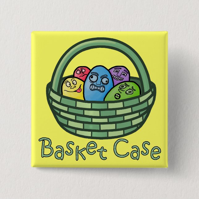 Funny Basketcase Easter 15 Cm Square Badge (Front)