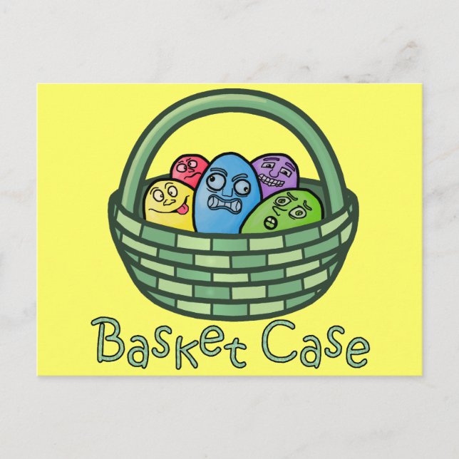 Funny Basketcase Easter Holiday Postcard (Front)