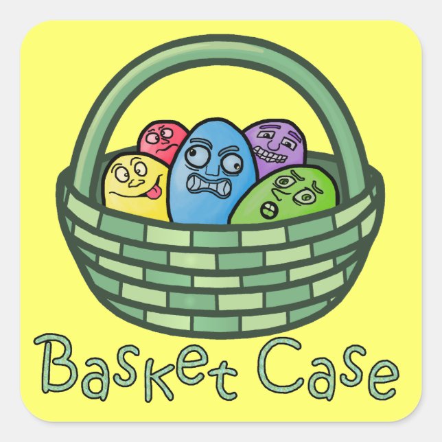 Funny Basketcase Easter Square Sticker (Front)