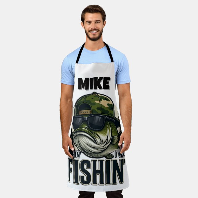Funny Bass Fishing Personalized Apron (Worn)