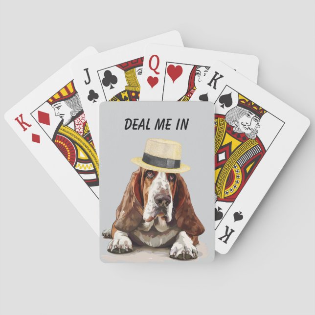 Funny Basset Hound Deal Me In Playing Cards (Back)