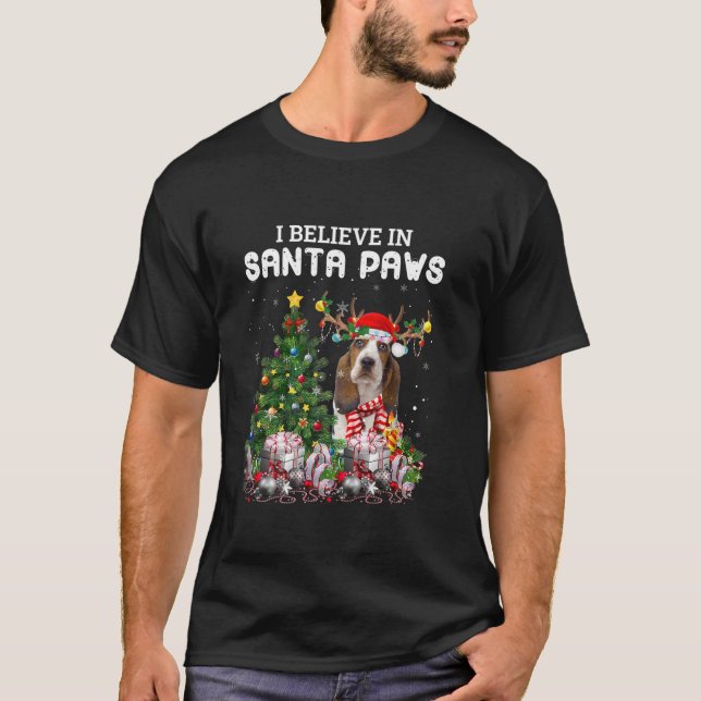 Funny Basset Hound Dog Christmas Tree Christmas Pa T-Shirt (Front)