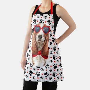 Funny Basset Hound Dog for Moms Valentine's Day Apron