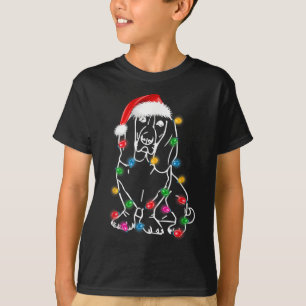 Funny Basset Hound Dog Tree Christmas Lights Xmas T-Shirt