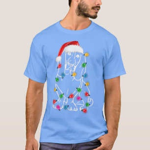Funny Basset Hound Dog Tree Christmas Lights Xmas T-Shirt
