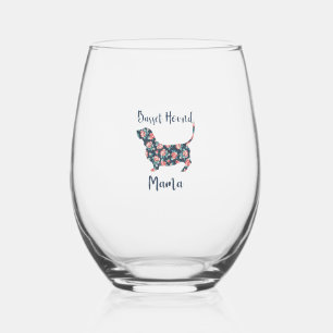 Funny Basset Hound Gifts Basset Hound Mum Shirt fo Stemless Wine Glass