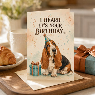 Funny Basset Hound Long Ears Birthday Card