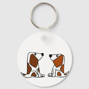 Funny Basset Hound Puppy Dogs Cartoon Key Ring