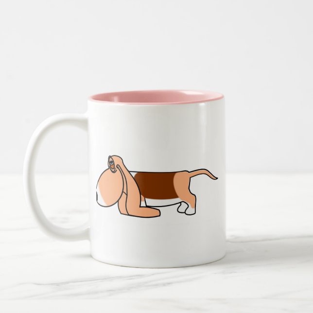 Funny Bassett hound car argon personalised Two-Tone Coffee Mug (Left)