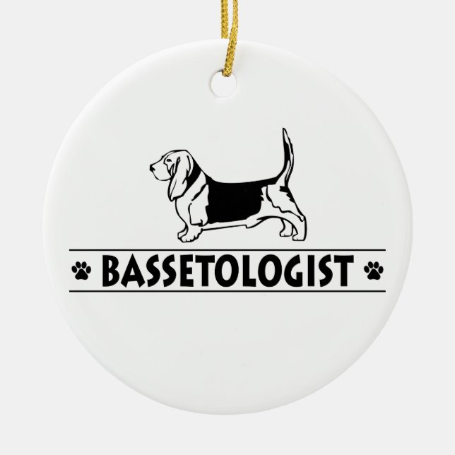 Funny Bassett Hound Dog Ceramic Tree Decoration (Front)