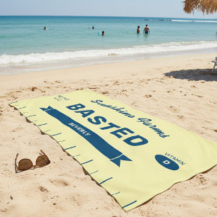 Funny BASTED Butter Stick Personalised Yellow  Beach Towel